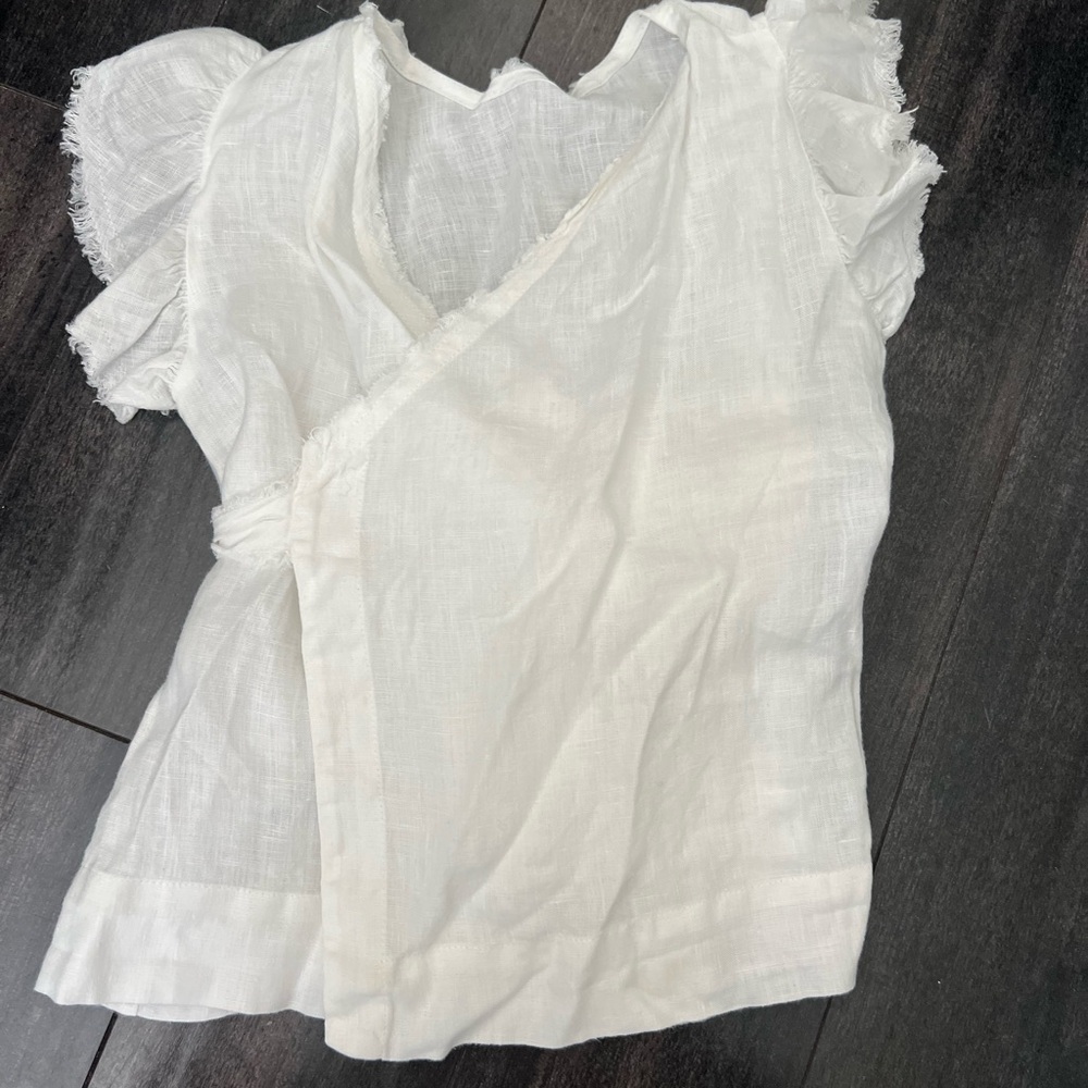 Il Gufo White Ruffled Wrap Blouse